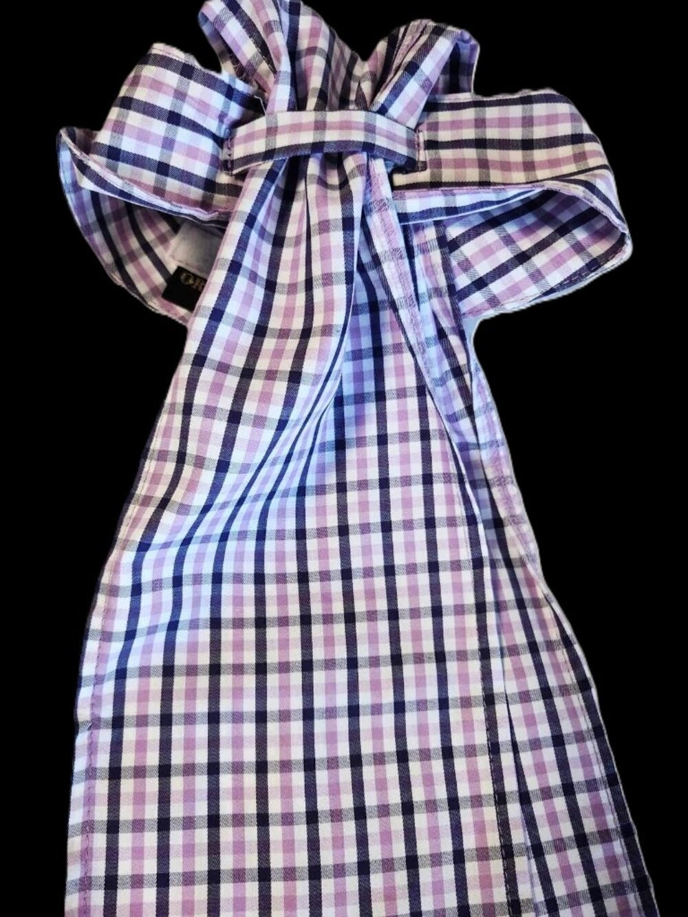 STOCK TIE PRE-TIED NAVY White & LAVENDER by ORNAMENTS OSFA NEW